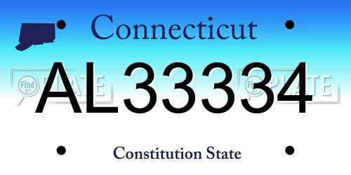 AL33334 Connecticut License Plate