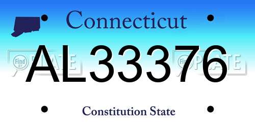 AL33376 Connecticut License Plate