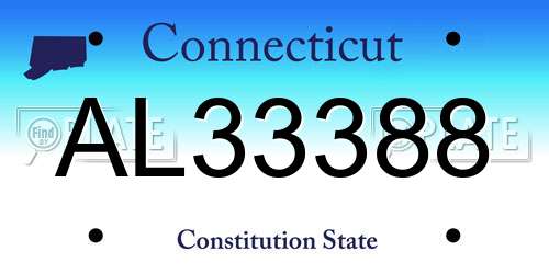 AL33388 Connecticut License Plate