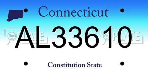 AL33610 Connecticut License Plate