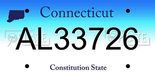 AL33726 Connecticut License Plate