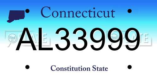 AL33999 Connecticut License Plate