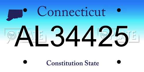 AL34425 Connecticut License Plate
