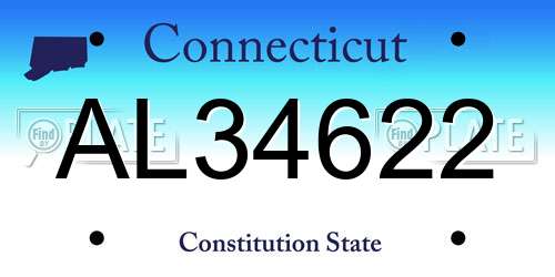 AL34622 Connecticut License Plate