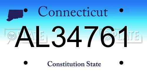 AL34761 Connecticut License Plate