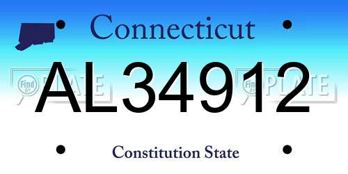 AL34912 Connecticut License Plate