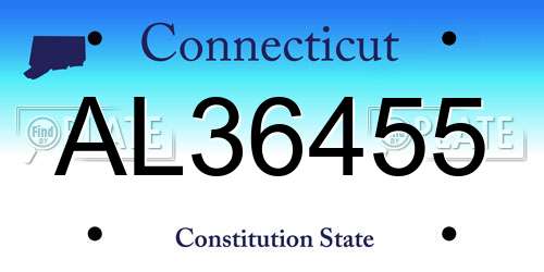 AL36455 Connecticut License Plate
