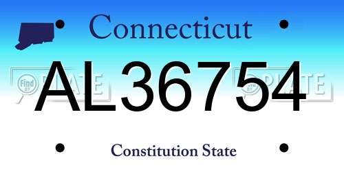 AL36754 Connecticut License Plate
