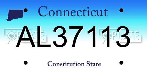 AL37113 Connecticut License Plate