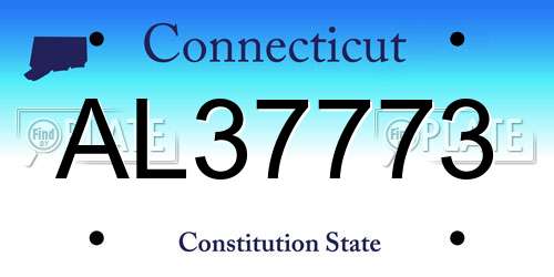 AL37773 Connecticut License Plate