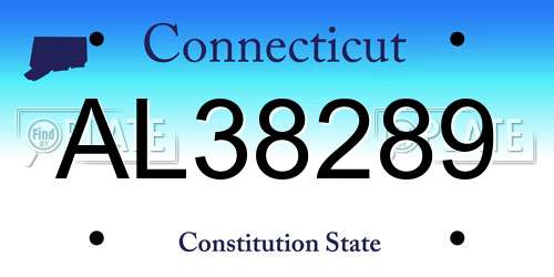 AL38289 Connecticut License Plate