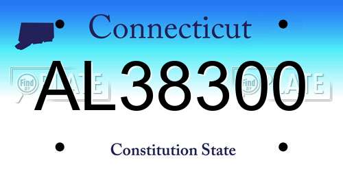 AL38300 Connecticut License Plate