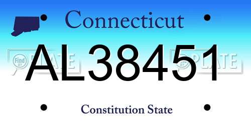 AL38451 Connecticut License Plate