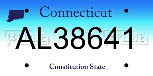 AL38641 Connecticut License Plate