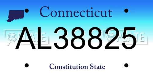 AL38825 Connecticut License Plate