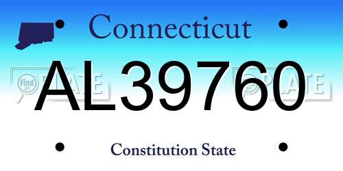AL39760 Connecticut License Plate