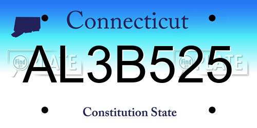 AL3B525 Connecticut License Plate