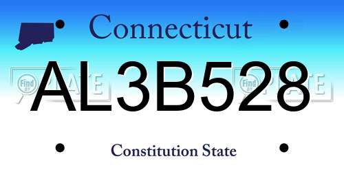 AL3B528 Connecticut License Plate