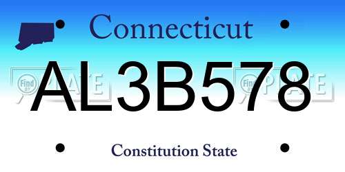 AL3B578 Connecticut License Plate