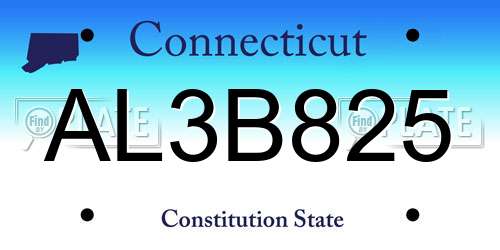 AL3B825 Connecticut License Plate
