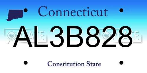 AL3B828 Connecticut License Plate