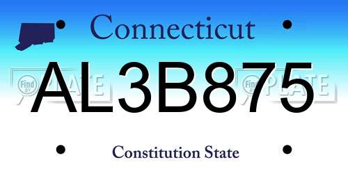 AL3B875 Connecticut License Plate