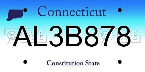 AL3B878 Connecticut License Plate