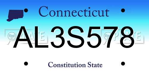 AL3S578 Connecticut License Plate