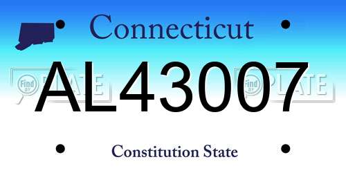 AL43007 Connecticut License Plate