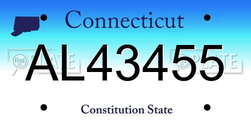 AL43455 Connecticut License Plate