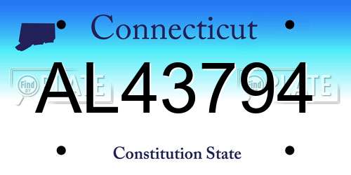 AL43794 Connecticut License Plate