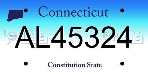 AL45324 Connecticut License Plate