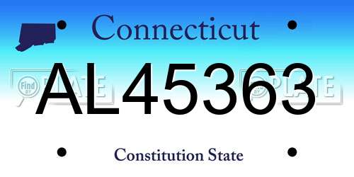 AL45363 Connecticut License Plate