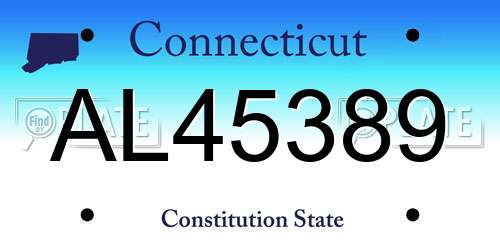 AL45389 Connecticut License Plate
