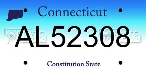 AL52308 Connecticut License Plate