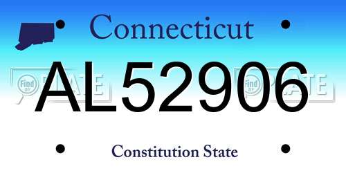AL52906 Connecticut License Plate