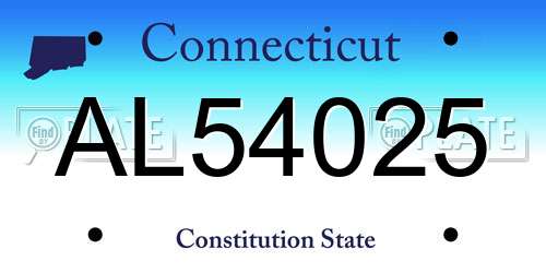 AL54025 Connecticut License Plate