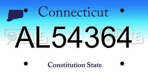 AL54364 Connecticut License Plate