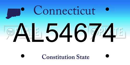 AL54674 Connecticut License Plate