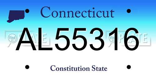 AL55316 Connecticut License Plate