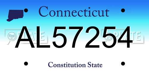 AL57254 Connecticut License Plate