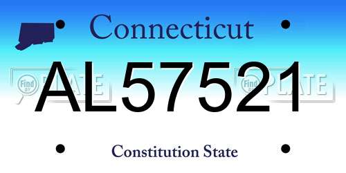 AL57521 Connecticut License Plate