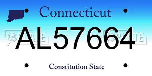 AL57664 Connecticut License Plate