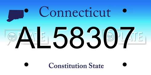 AL58307 Connecticut License Plate