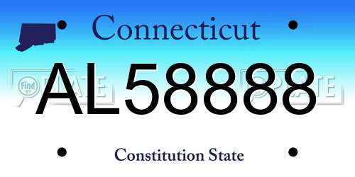 AL58888 Connecticut License Plate