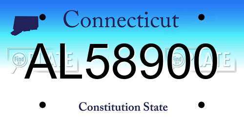 AL58900 Connecticut License Plate