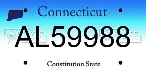 AL59988 Connecticut License Plate