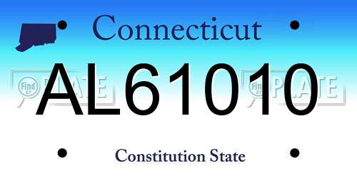 AL61010 Connecticut License Plate