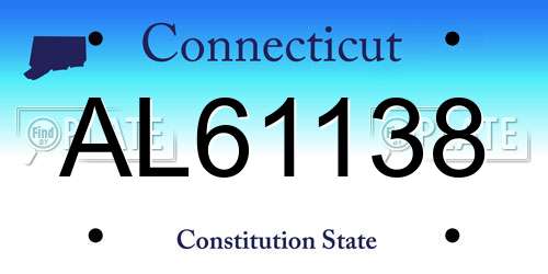 AL61138 Connecticut License Plate