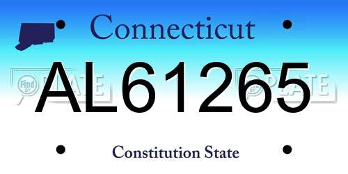 AL61265 Connecticut License Plate